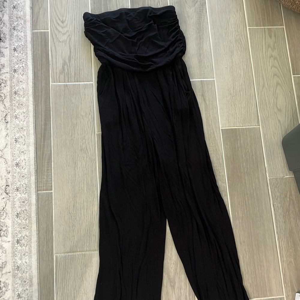 Black, strapless jumpsuit